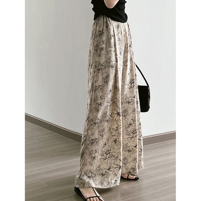 Ink printed wide leg pants