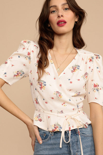 Printed v-neck top