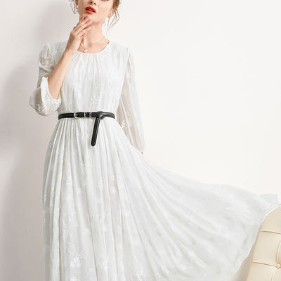 Mulberry silk embroidered dress