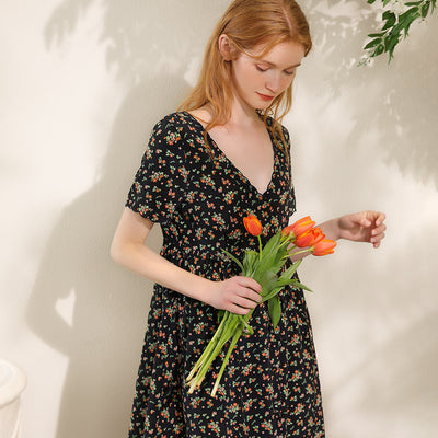 Mulberry silk floral dress