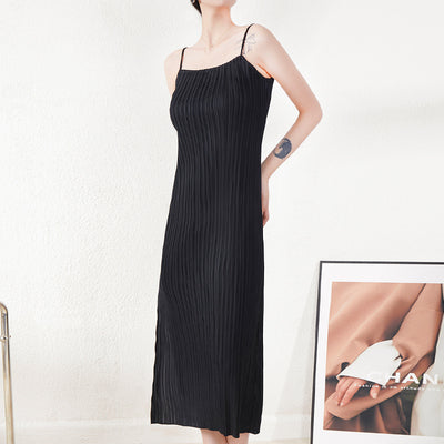 Pleated slip dress