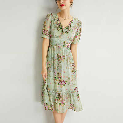 Mulberry silk floral dress