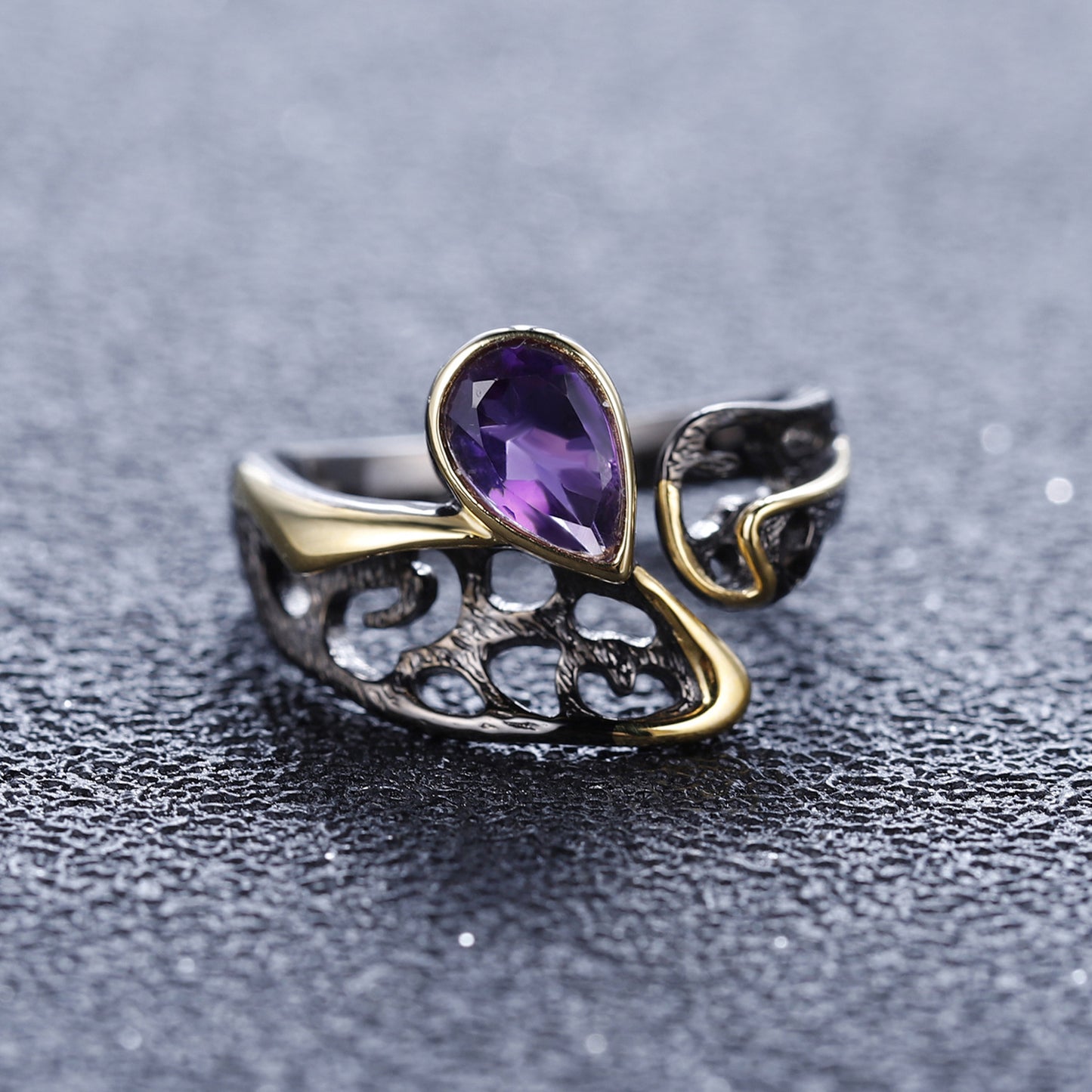 Natural amethyst ring