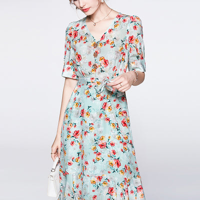 Mulberry silk v-neck dress