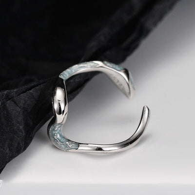 Ice blue drop silver ring