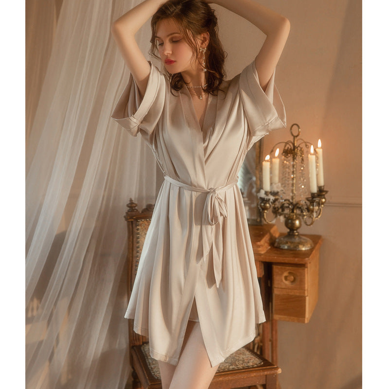 Loose ice silk sexy nightgown