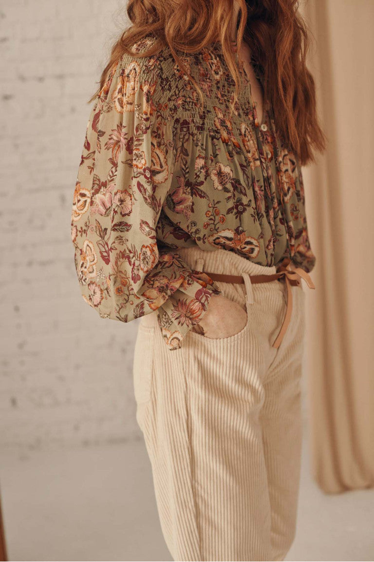 Floral long sleeved chiffon shirt