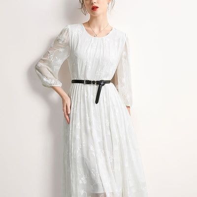 Mulberry silk embroidered dress