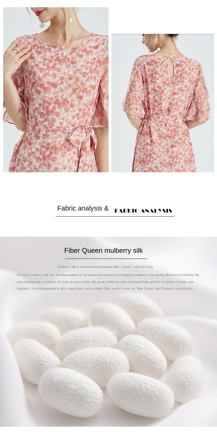Mulberry silk round neck dress